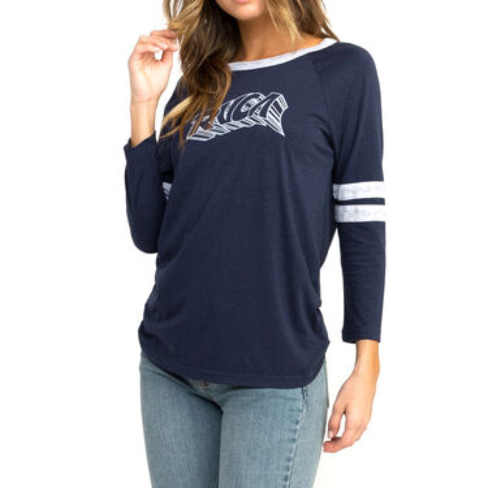 RVCA WOMEN'S TRIPPY THREE QUARTERS SLEEVE TEE NWT